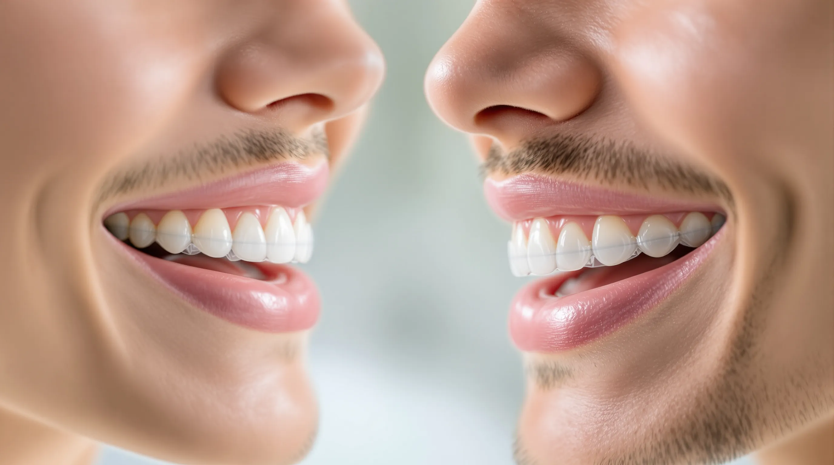 Side-by-side comparison of open bite and deep bite with clear aligner trays - Imagine Advanced Dental Arts ClearCorrect