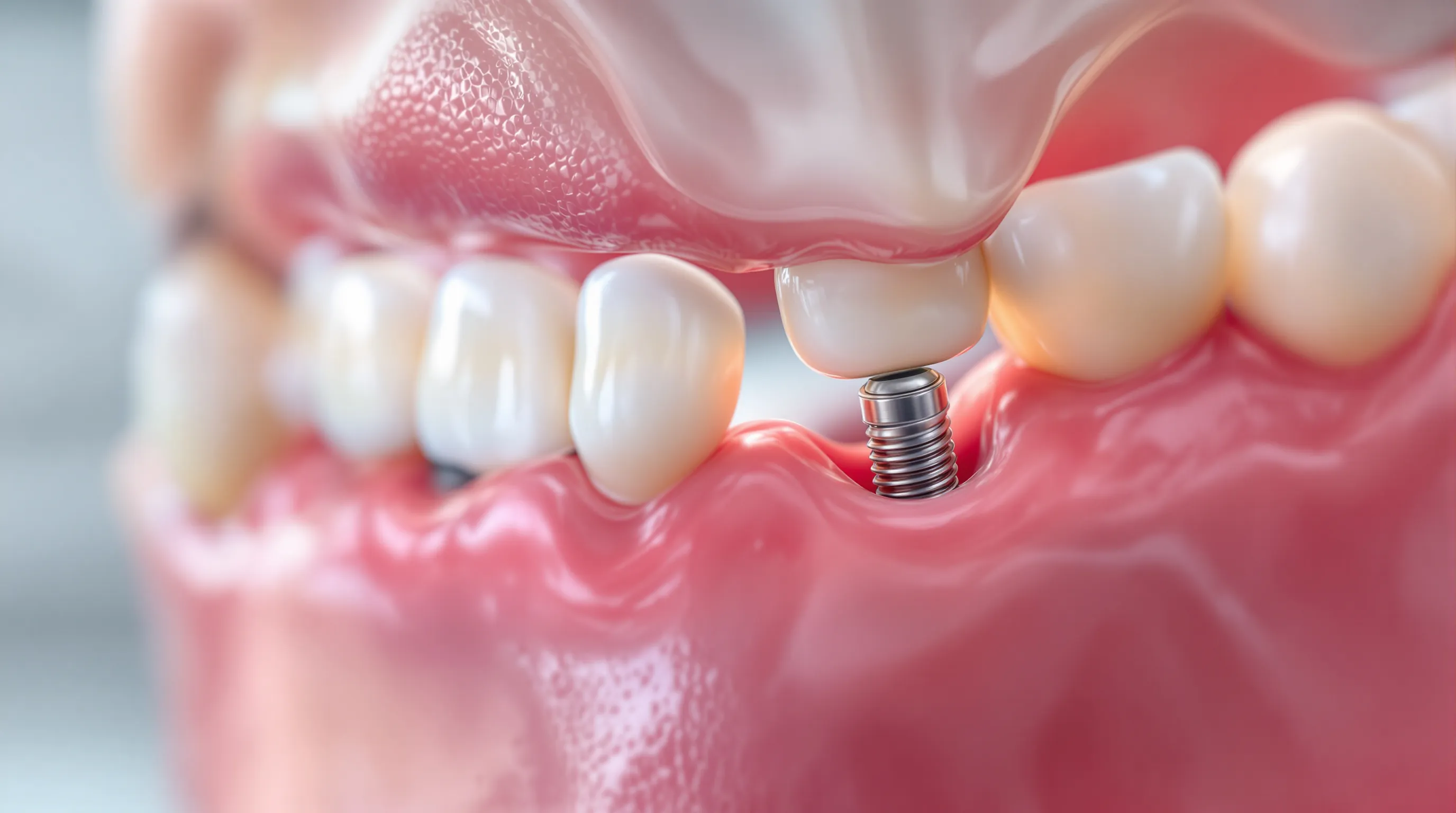 Mini-implant ball abutments and O-ring attachment housings in lower jaw
