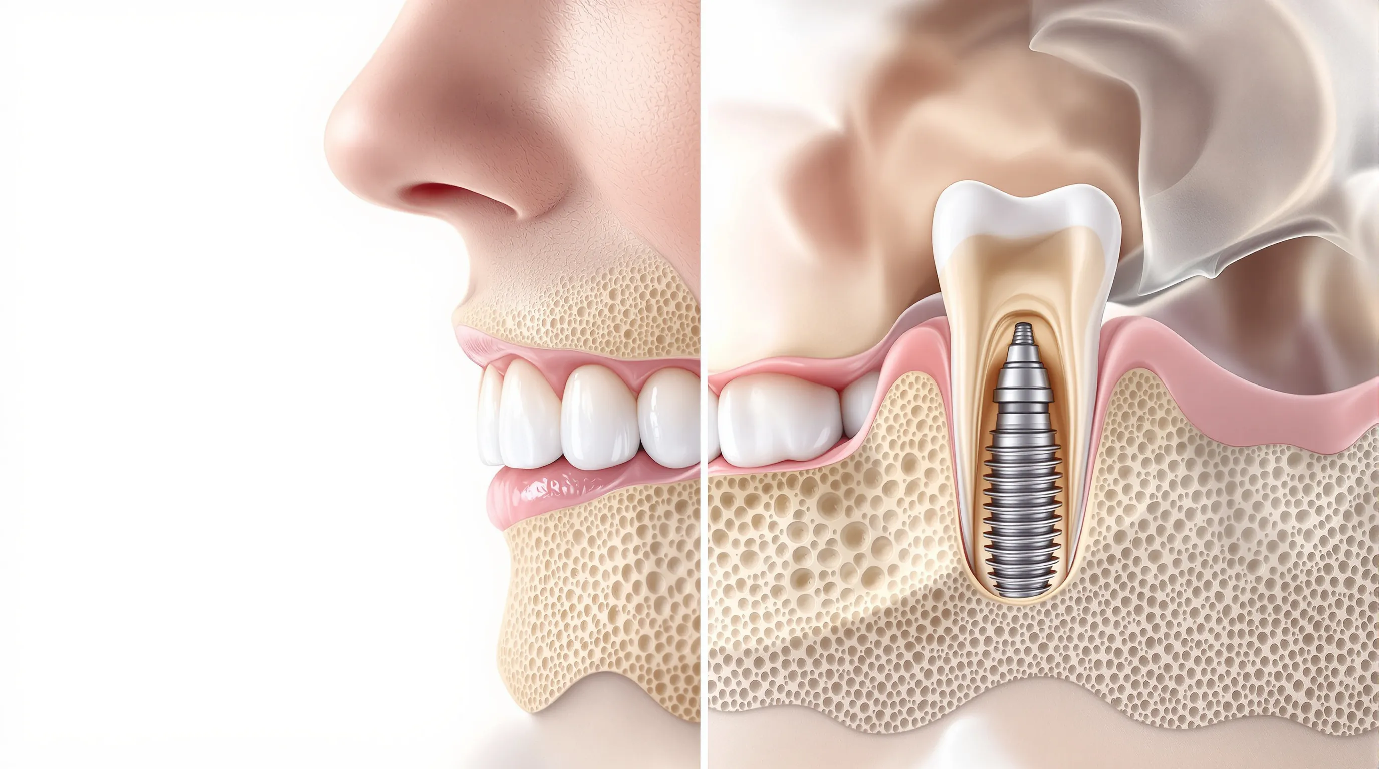 Bone volume comparison for dental implant candidacy - adequate vs resorbed ridge
