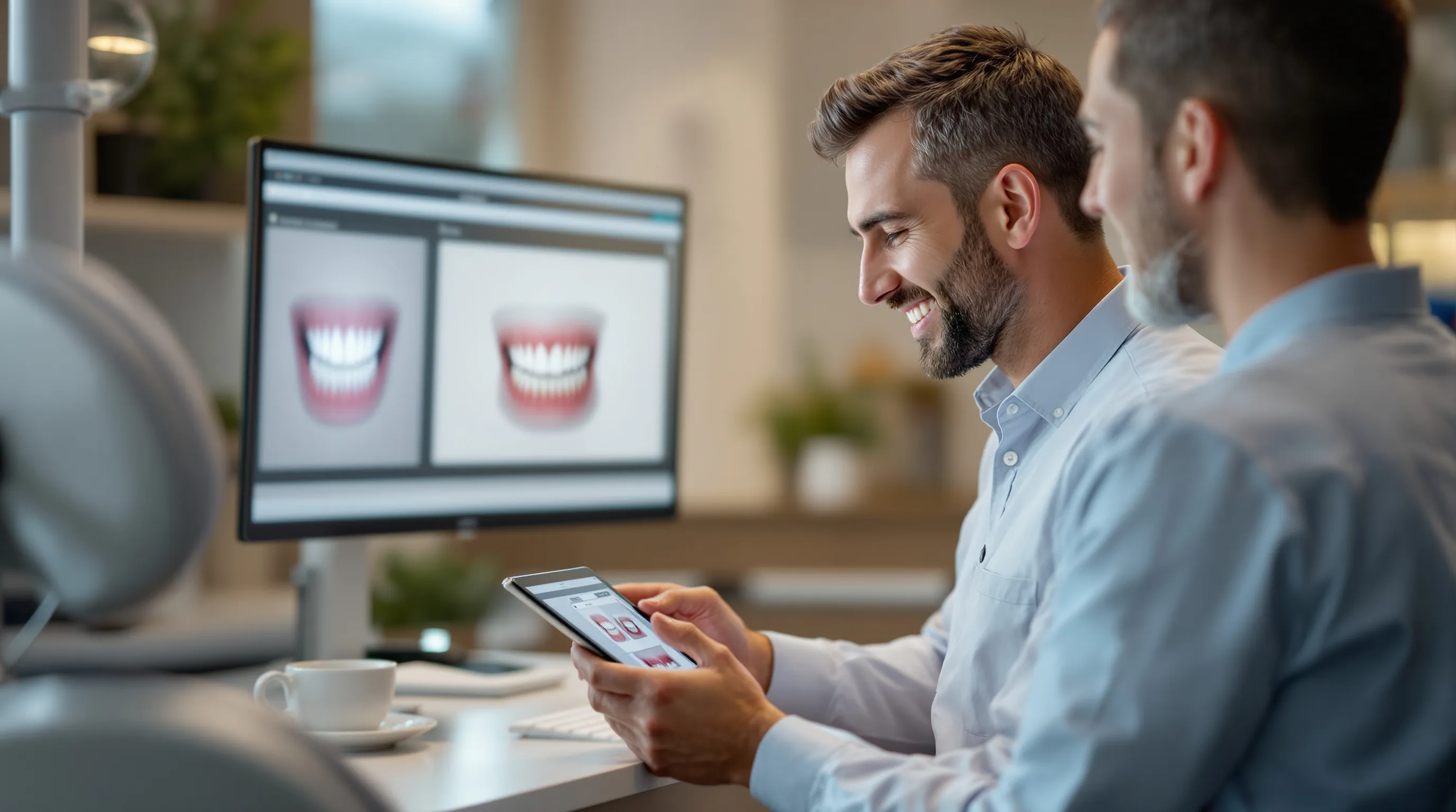 Cosmetic dentist consultation at Imagine Advanced Dental Arts Lawrenceville NJ reviewing digital smile design options
